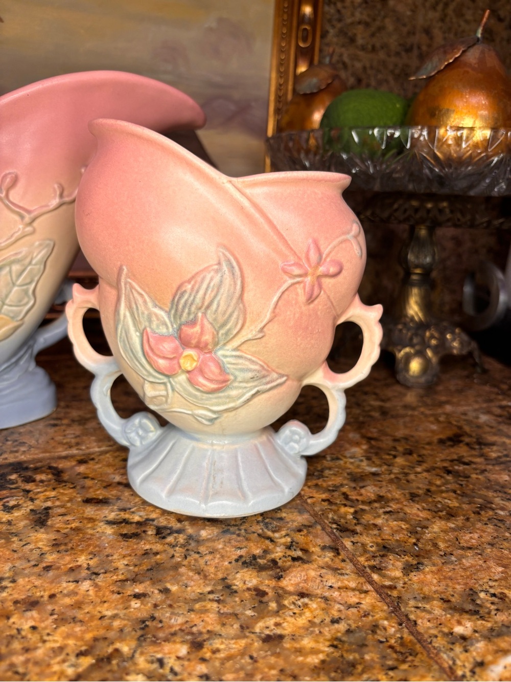 Vintage Hull Art Pottery Wildflower W-5-6 1/2 Double Handle Vase Pink Floral USA